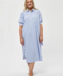 PEPPERCORN Femme ELISA Robe Chemise Skyway Blue Striped