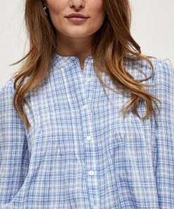PEPPERCORN CARRIE JEMINA Chemisier Duck Blue Checked Femme -Promos PEPPERCORN Magasin dbcdf59ed2f548cb87e4eb82a37613d3