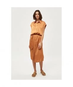 PEPPERCORN ELOTTA Robe Chemise Ermine Brown Femme