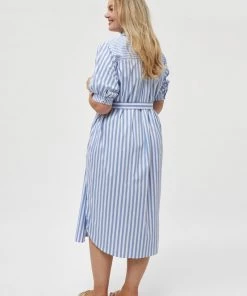 PEPPERCORN Femme ELISA Robe Chemise Skyway Blue Striped -Promos PEPPERCORN Magasin f14ab4a3c47e49ff91255cd619a93c77