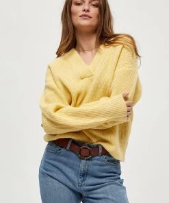 PEPPERCORN Pullover Pale Yellow Melange Femme